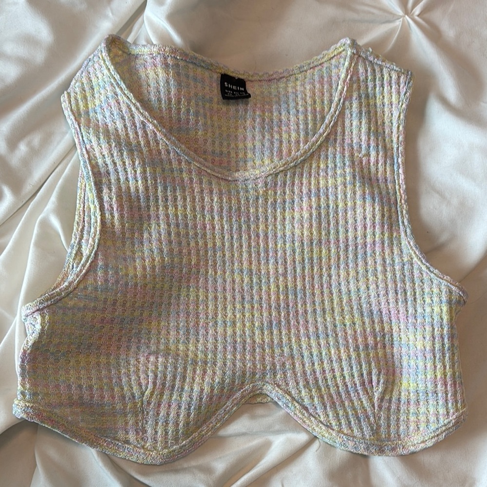 SHEIN White Ribbed Crop Tank Top